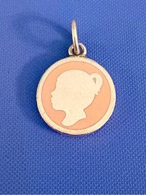 Tiffany & Co silver and pink enamel girl silhouette charm